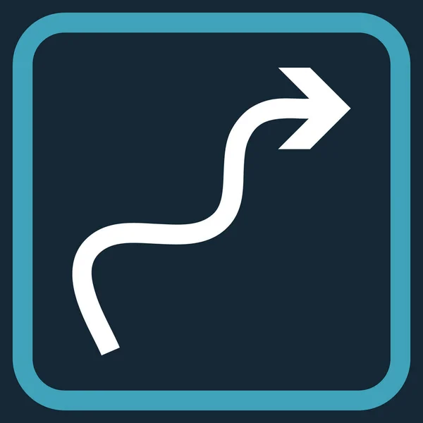 Curve Arrow Vector Icon In a Frame — Stock Vector