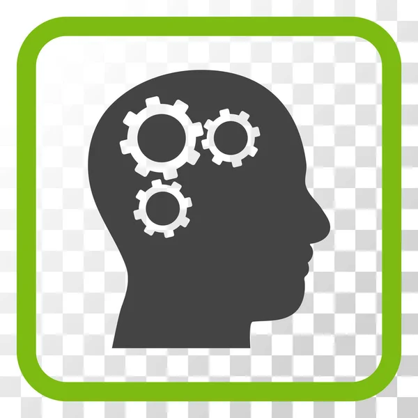 Brain Gears Vector Icon In a Frame — Stock Vector