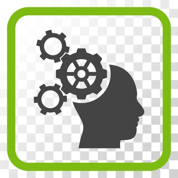 Brain Mechanics Vector Icon In a Frame — Stock Vector