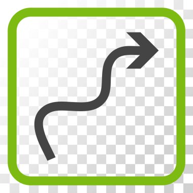 Eğri ok vektör simgesi bir çerçeve içinde