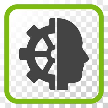 Cyborg dişli vektör simgesi bir çerçeve içinde