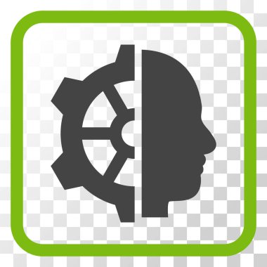 Cyborg dişli vektör simgesi bir çerçeve içinde