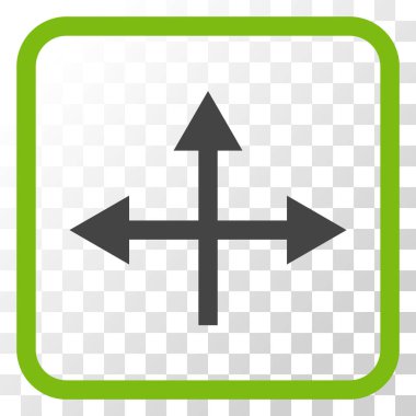 Kavşak yön vektör simgesi bir çerçeve içinde