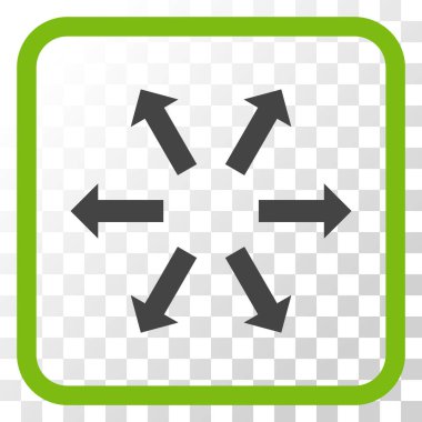 Radyal oklar bir çerçeve içinde simge vektör