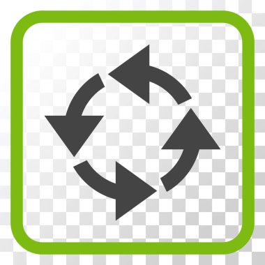 Geri dönüşüm vektör simgesi bir çerçeve içinde