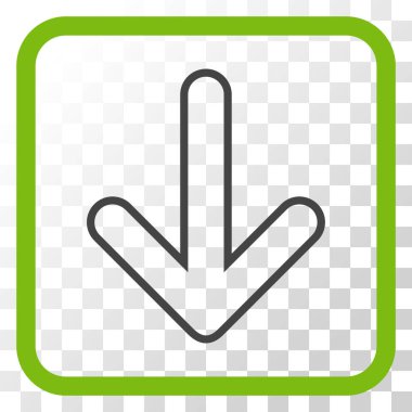 Vektör simgesi bir çerçeve içinde aşağı yönlü ok