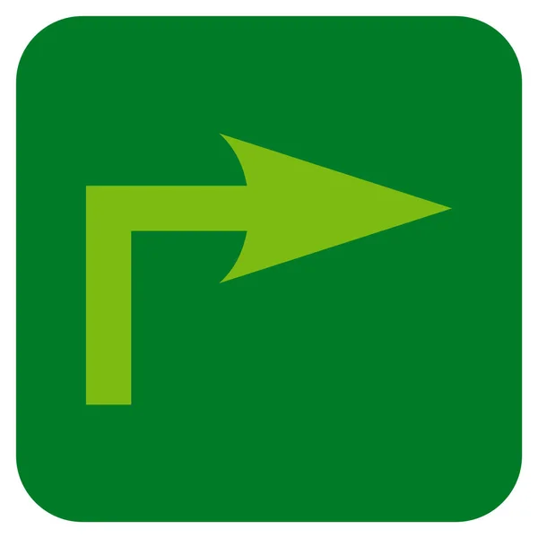 Girare a destra piatto quadrato icona vettoriale — Vettoriale Stock