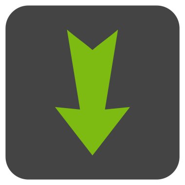 Düz aşağı ok vektör simgesi kare