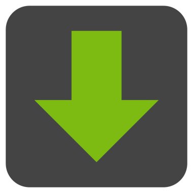 Düz aşağı ok vektör simgesi kare