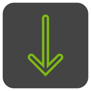 Düz aşağı ok vektör simgesi kare