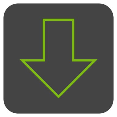 Düz aşağı ok vektör simgesi kare