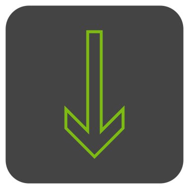 Düz aşağı ok vektör simgesi kare