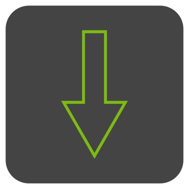 Düz aşağı ok vektör simgesi kare