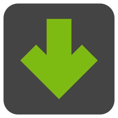 Düz aşağı ok vektör simgesi kare