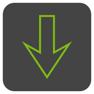 Düz aşağı ok vektör simgesi kare