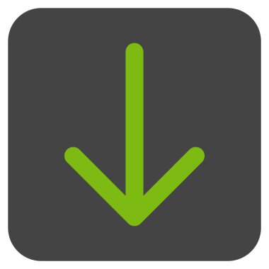 Düz aşağı ok vektör simgesi kare