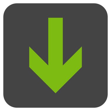 Düz aşağı ok vektör simgesi kare