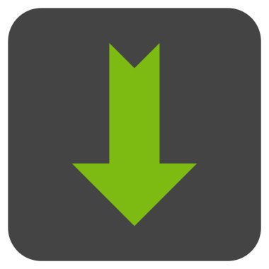 Düz aşağı ok vektör simgesi kare