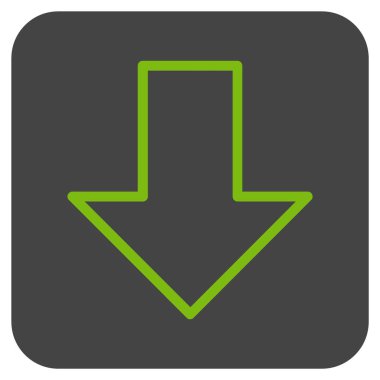 Düz aşağı ok vektör simgesi kare