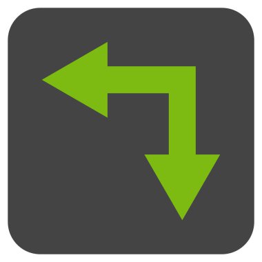 Bifurkasyon ok sol düz vektör simgesi kare.