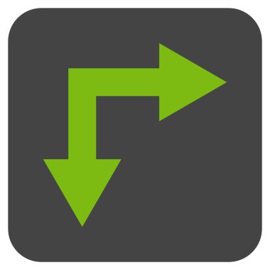 Vektör simge çatallanma ok sağ aşağı düz kare