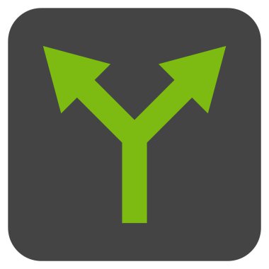 Düz yukarı çatallanma ok vektör simgesi kare