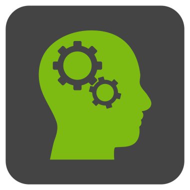 Beyin vites düz kare vektör simgesi