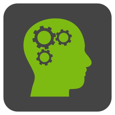 Beyin vites düz kare vektör simgesi