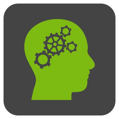 Beyin vites düz kare vektör simgesi