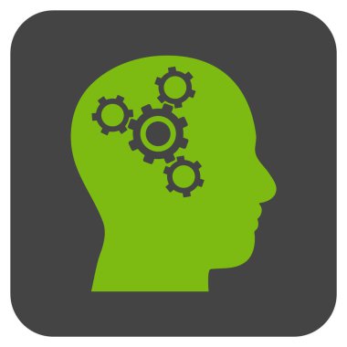 Beyin mekanik düz kare vektör simgesi