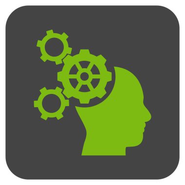 Beyin mekanik düz kare vektör simgesi