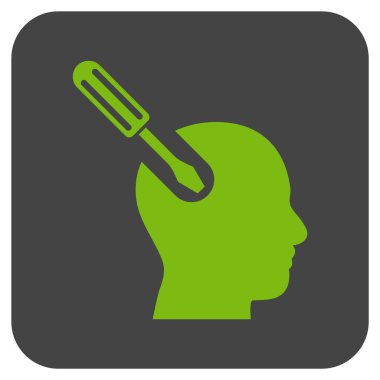 Beyin aracı düz kare vektör simgesi