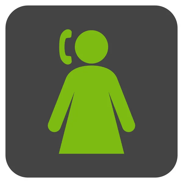 Roeping vrouw Platte vierkante Vector Icon — Stockvector