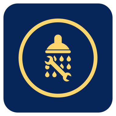 Duş sıhhi tesisat düz kare vektör simgesi