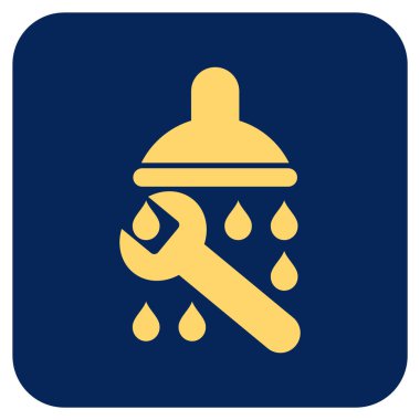 Duş sıhhi tesisat düz kare vektör simgesi