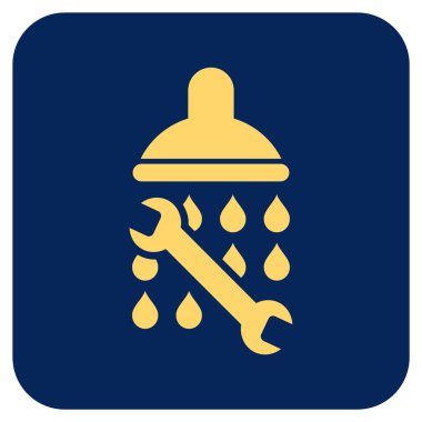 Duş sıhhi tesisat düz kare vektör simgesi