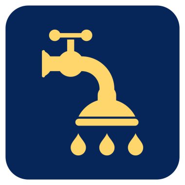 Duş musluk düz kare vektör simgesi