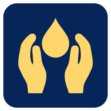 Su bakımı düz kare vektör simgesi