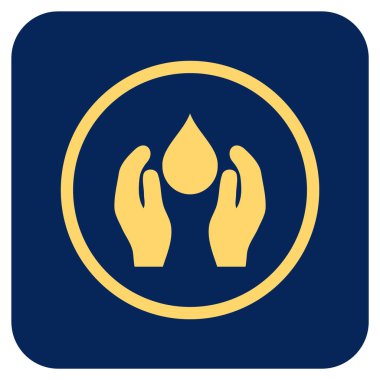 Su bakımı düz kare vektör simgesi