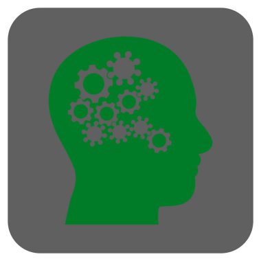 İnsan aklının Gears yuvarlak kare vektör simgesi
