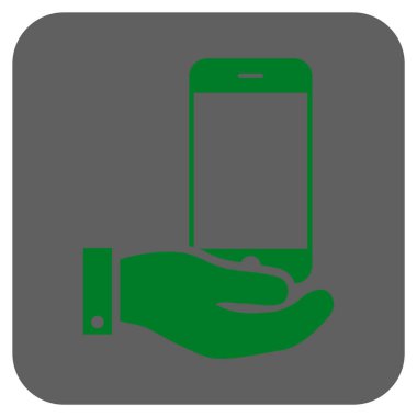 Smartphone teklif el yuvarlatılmış kare vektör simgesi