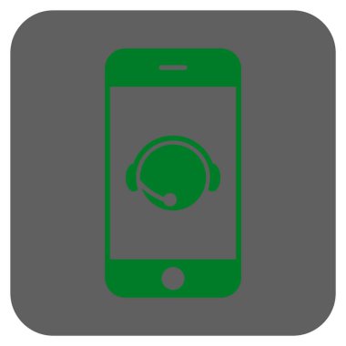 Smartphone işleç iletişim başkanı yuvarlak kare vektör simgesi