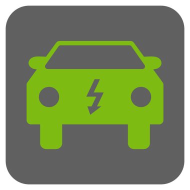 Elektrikli otomobil yuvarlak kare vektör simgesi