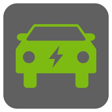 Elektrik enerjisi araba yuvarlak kare vektör simgesi