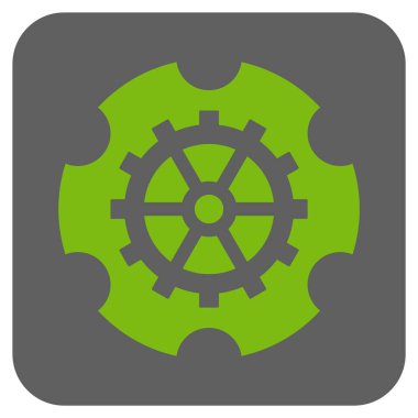 Gearwheel yuvarlak kare vektör simgesi