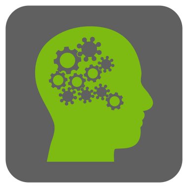 İnsan aklının Gears yuvarlak kare vektör simgesi