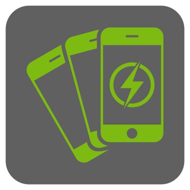 Cep telefonları enerji yuvarlak kare vektör simgesi