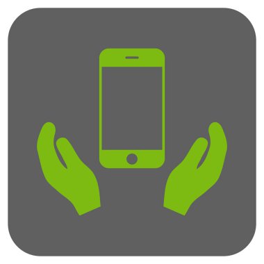 Smartphone bakım el yuvarlatılmış kare vektör simgesi