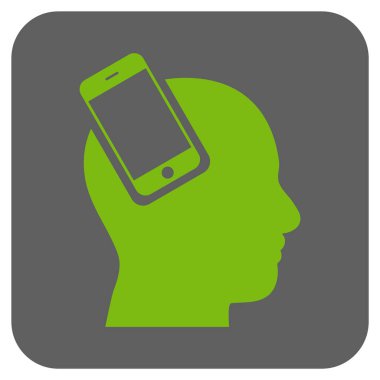 Smartphone kafa Tümleştirme yuvarlak kare vektör simgesi