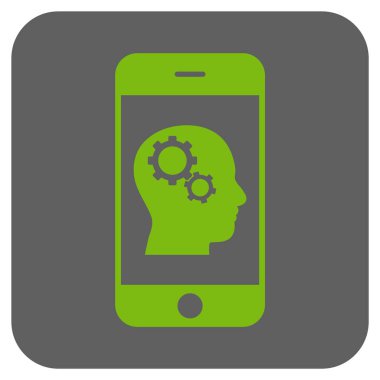 Smartphone akıl Gears yuvarlak kare vektör simgesi